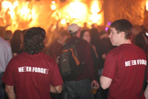 Maroon Effect volunteers gathered inside Webster Hall