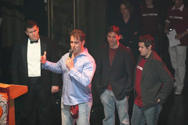 An unidentified program participant on the Webster Hall stage